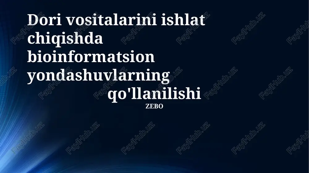 bioinformatika yondashuvlarining umumiy ko'rinishi — PPTX