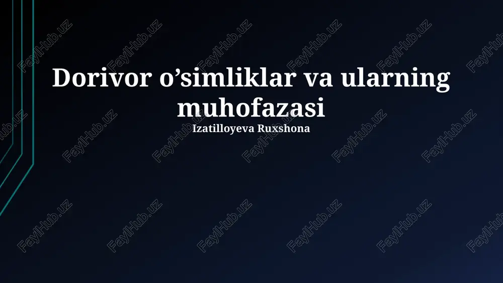 dorivor o’simliklar va ularning muhofazasi — PPTX