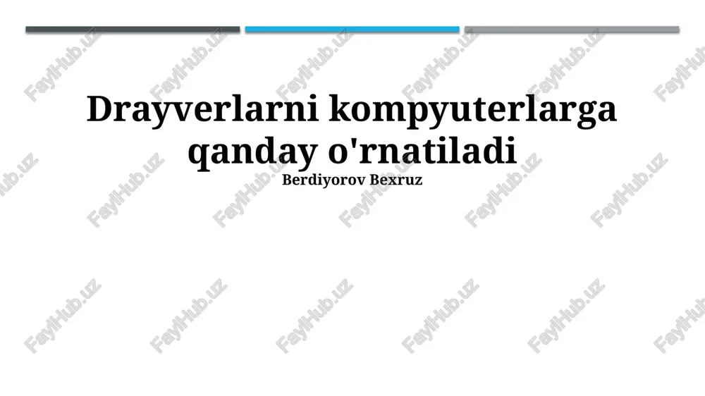 drayverlarni o'rnatish jarayoni — PPTX
