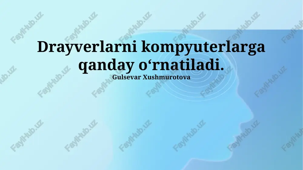 drayverlarni kompyuterlarga qanday oʻrnatiladi — PPTX