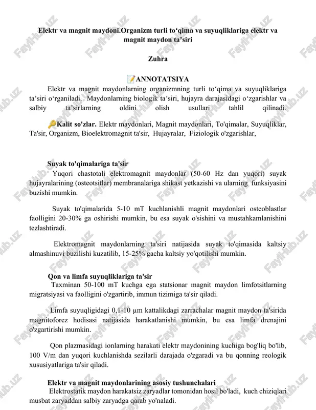 elektr va magnit maydoni — DOCX