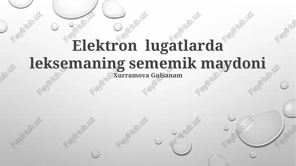elektron lugatlarda leksemaning semantik maydoni — PPTX