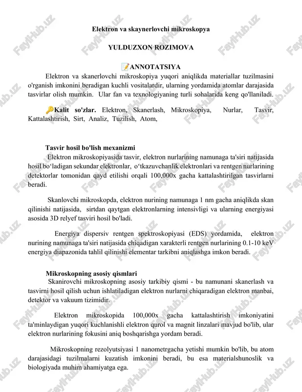 elektron va skanerlovchi mikroskopya — DOCX