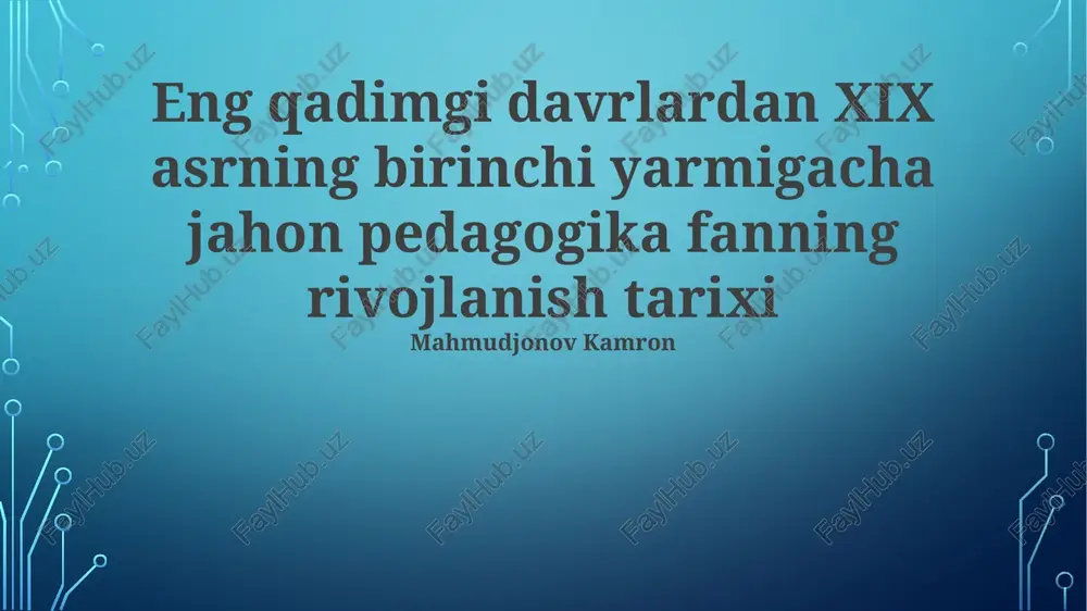 oʻrta asrlar pedagologiyasi — PPTX