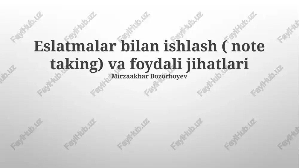 izohlarni samarali yozish usullari — PPTX