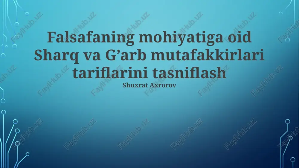 sharq va g'arb falsafasi — PPTX