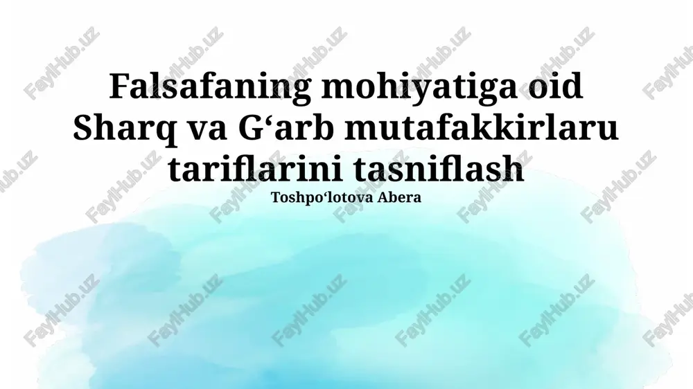 sharq va g'arb falsafalari — PPTX