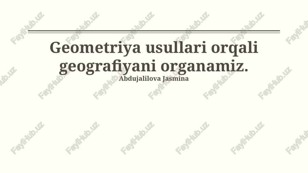 geografik ma'lumotlarni geometrik modellashtirish — PPTX