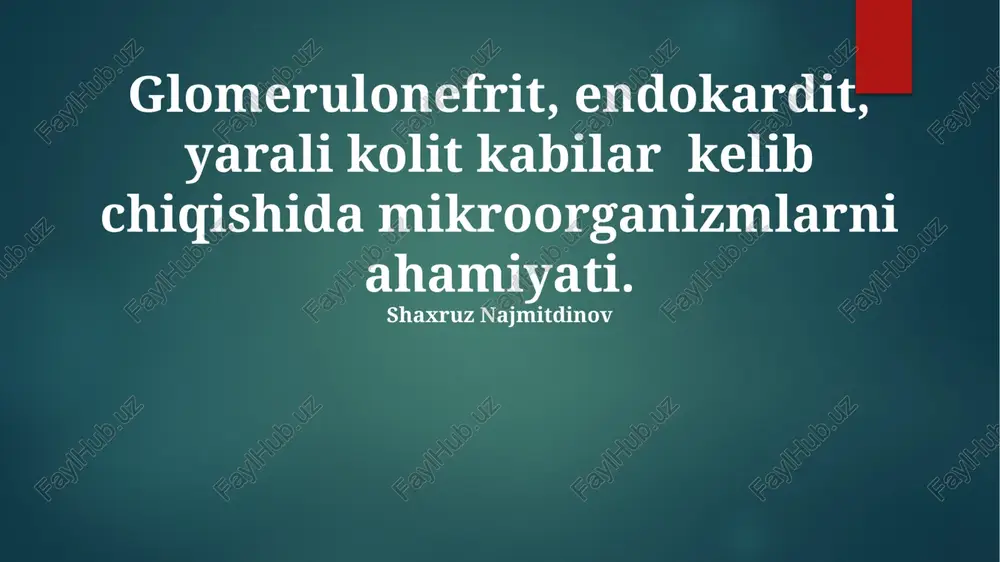 endokarditning mikrobiy shakli va ulug`iy hajmi — PPTX
