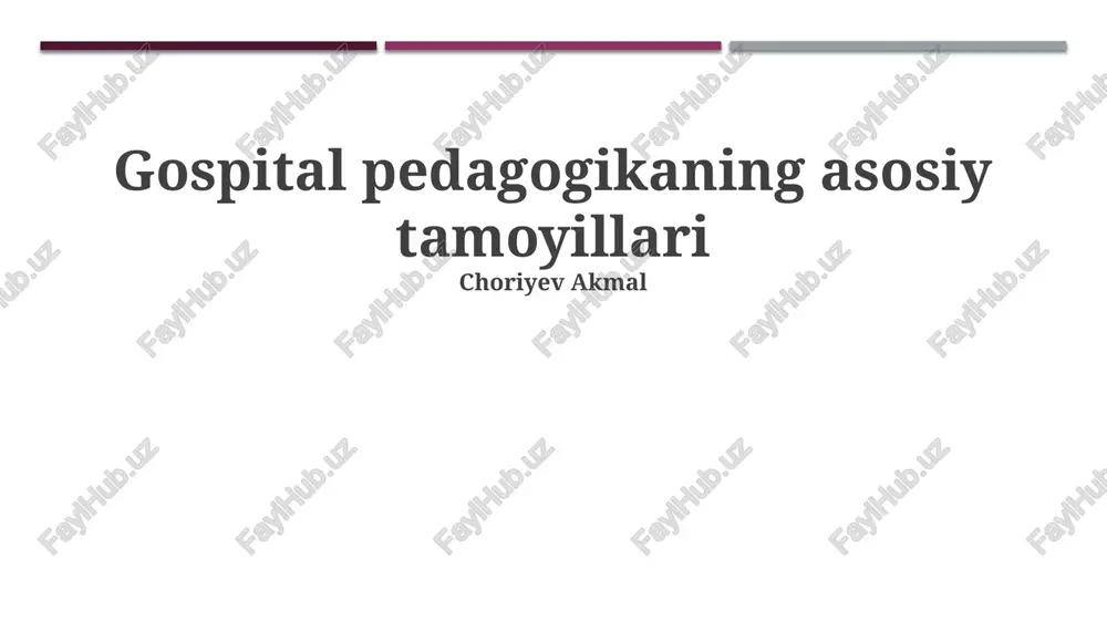 gospital pedagogikaning asosiy tamoyillari — PPTX