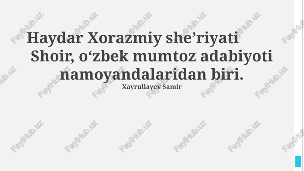 haydar xorazmiy she’riyati — PPTX