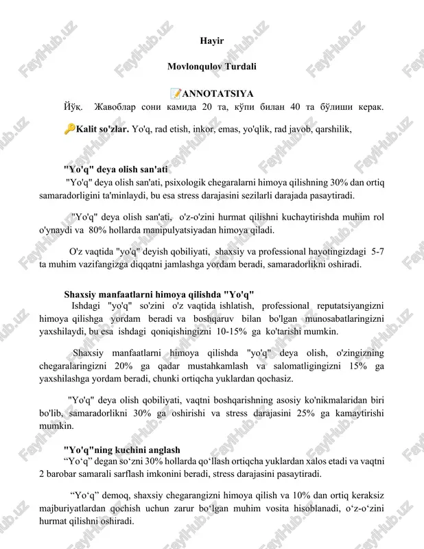 "yo'q" deya olish san'ati — DOCX
