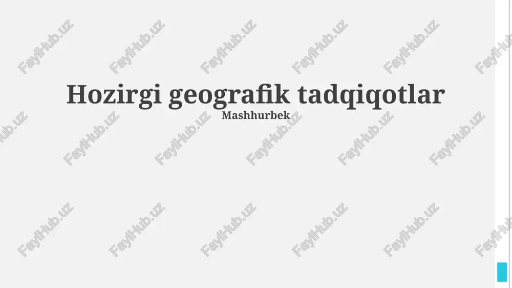 global muammolarni geografik tahlil qilish — PPTX