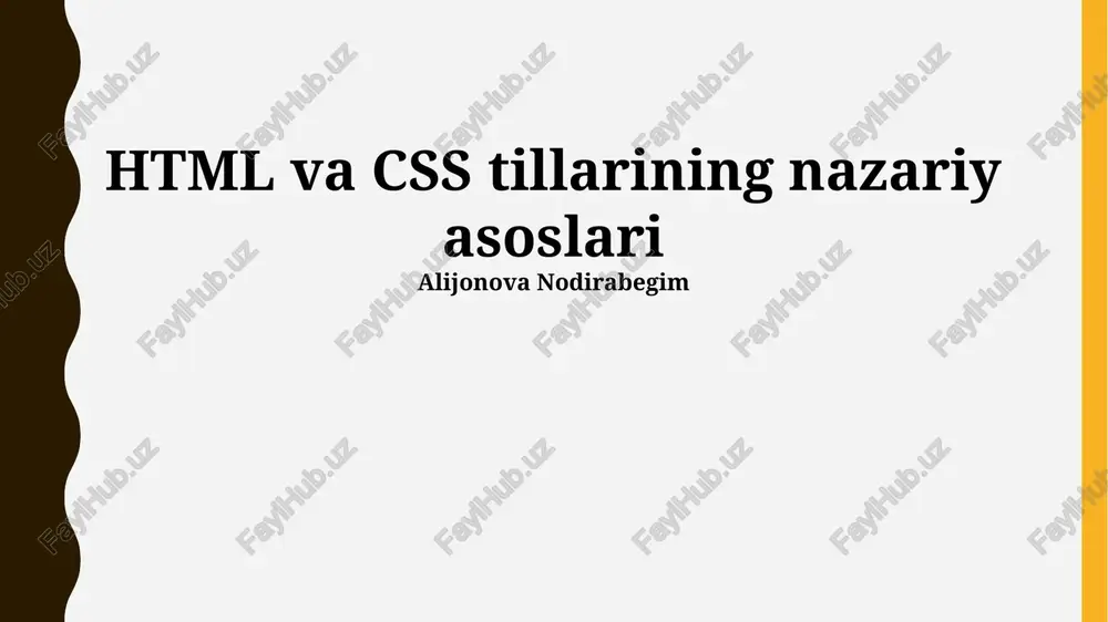 html va css tillarining nazariy asoslari — PPTX