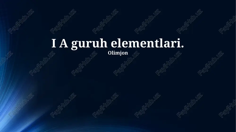 i guruh elementlarining kimyoviy xossalari — PPTX