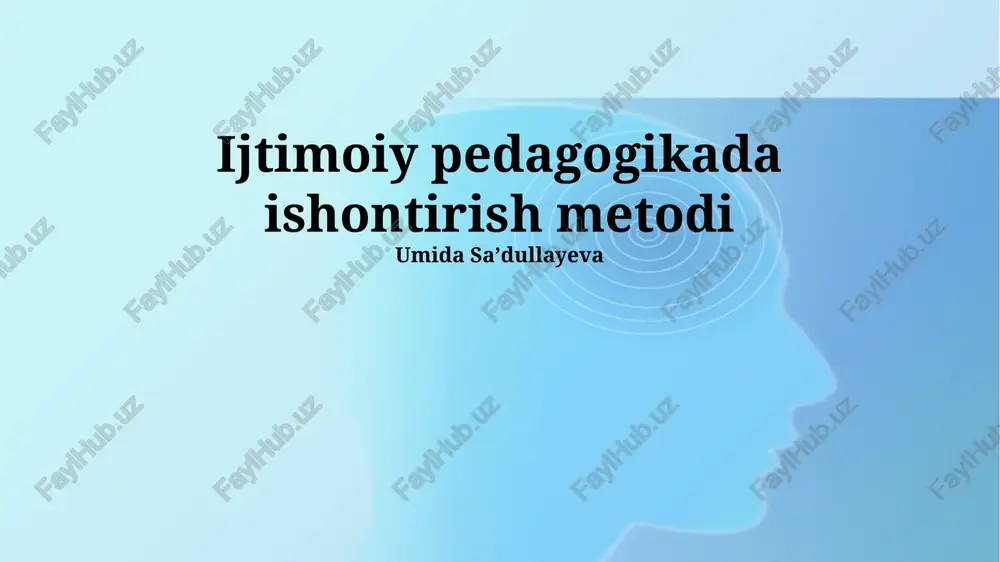 ijtimoiy pedagogikada ishontirish metodi — PPTX