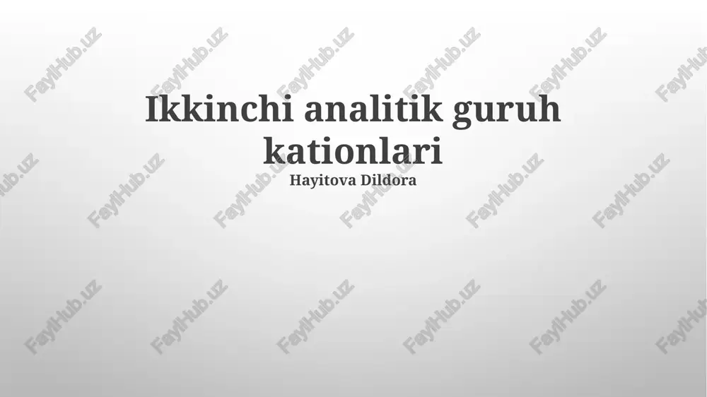 ikkinchi analitik guruh kationlari — PPTX
