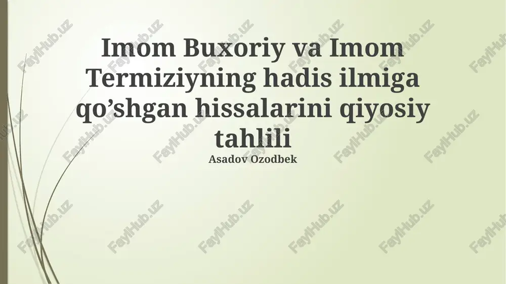 termiziyning "sunan" asarining metodologiyasi va tanqidiy yondashuvi — PPTX