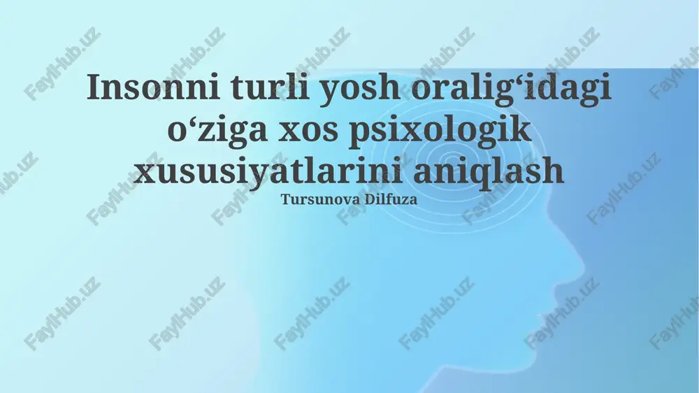 turmush tarzi va uyqusizlikning yoshga bog'liqligi — PPTX