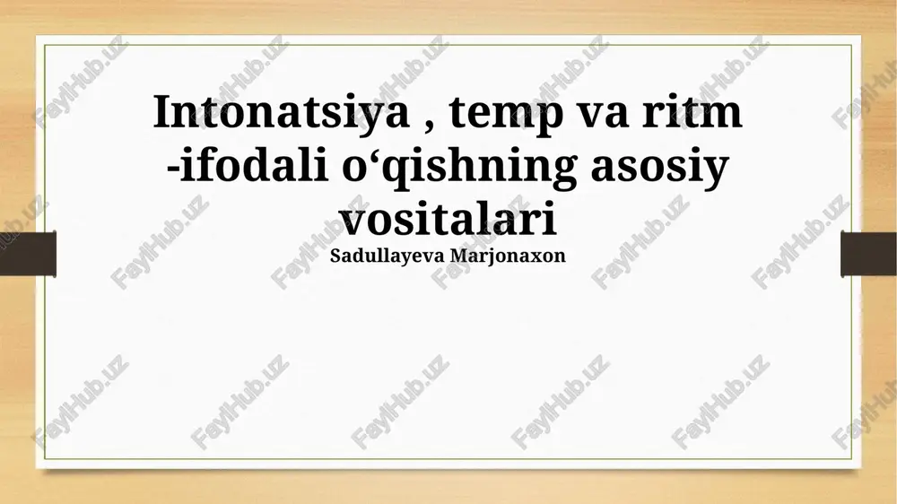 tempo va ritm: ifodali o'qishning asosiy vositalari — PPTX