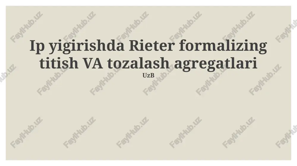 rieter texnologiyasi — PPTX