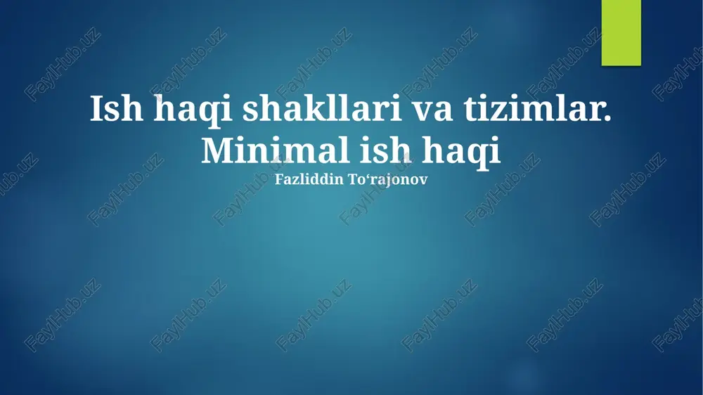 ish haqi shakllari va tizimlar — PPTX
