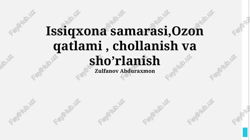 issiqxona samarasi — PPTX