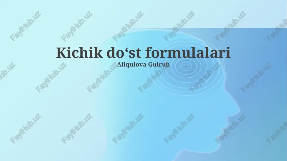 kichik doʻst formulalari — PPTX