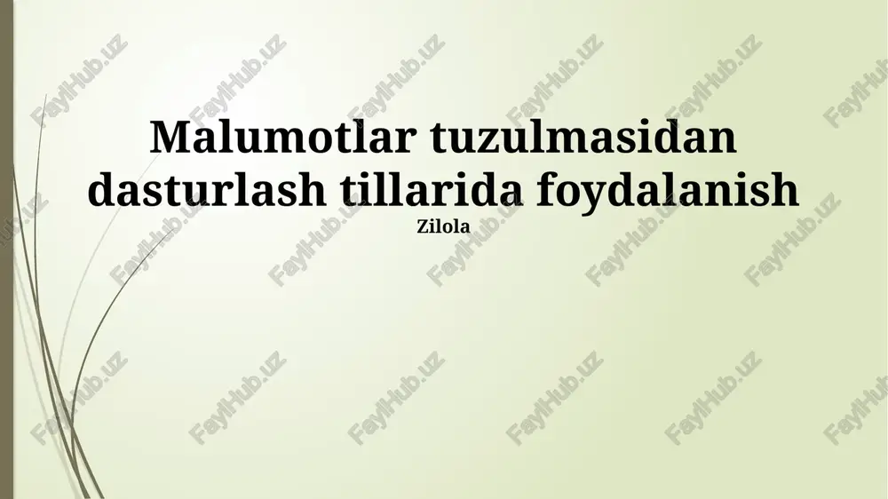 ma'lumotlar tuzilmasidan dasturlash tillarida foydalanish — PPTX