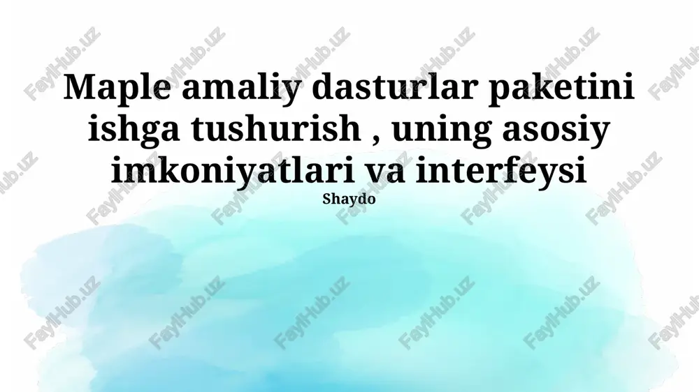 maple amaliy dasturlar paketi — PPTX