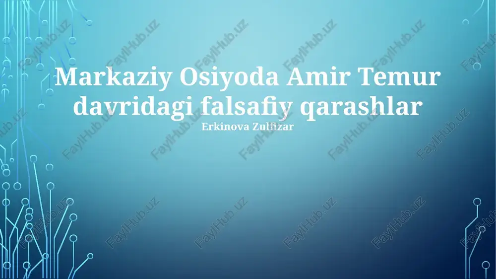 markaziy osiyoda amir temur davridagi falsafiy qarashlar — PPTX