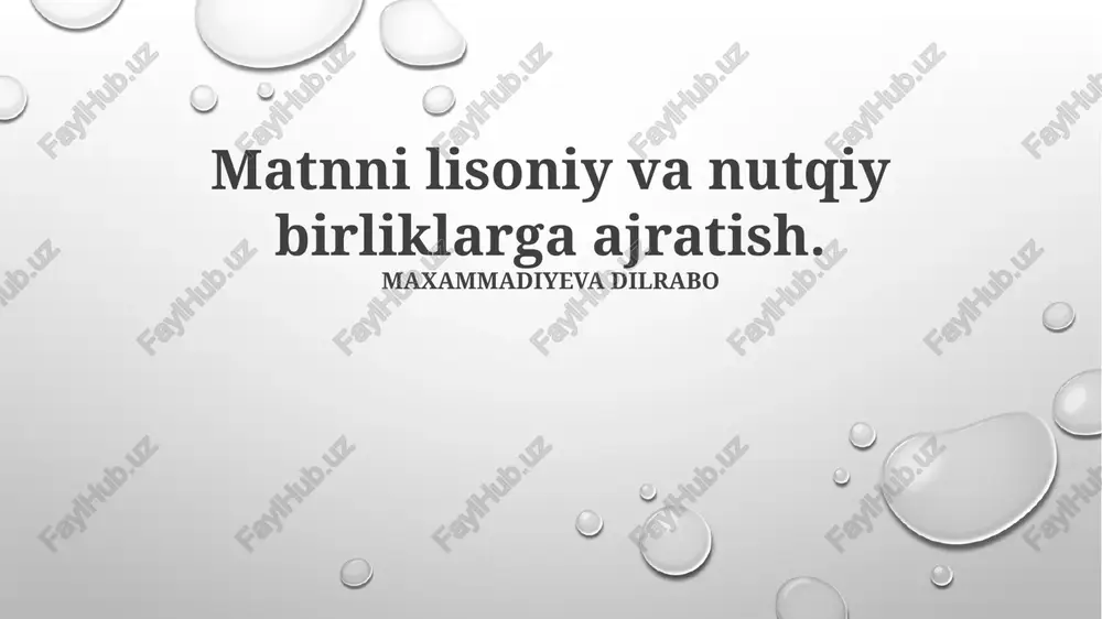 matnni lisoniy va nutqiy birliklarga ajratish — PPTX