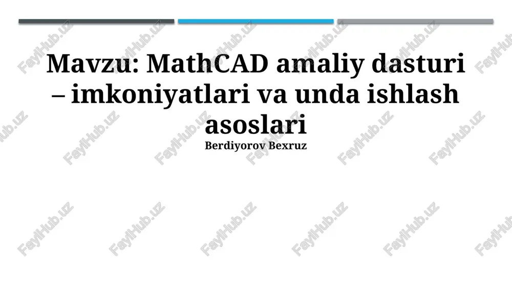 mathcad amaliy dasturi — PPTX