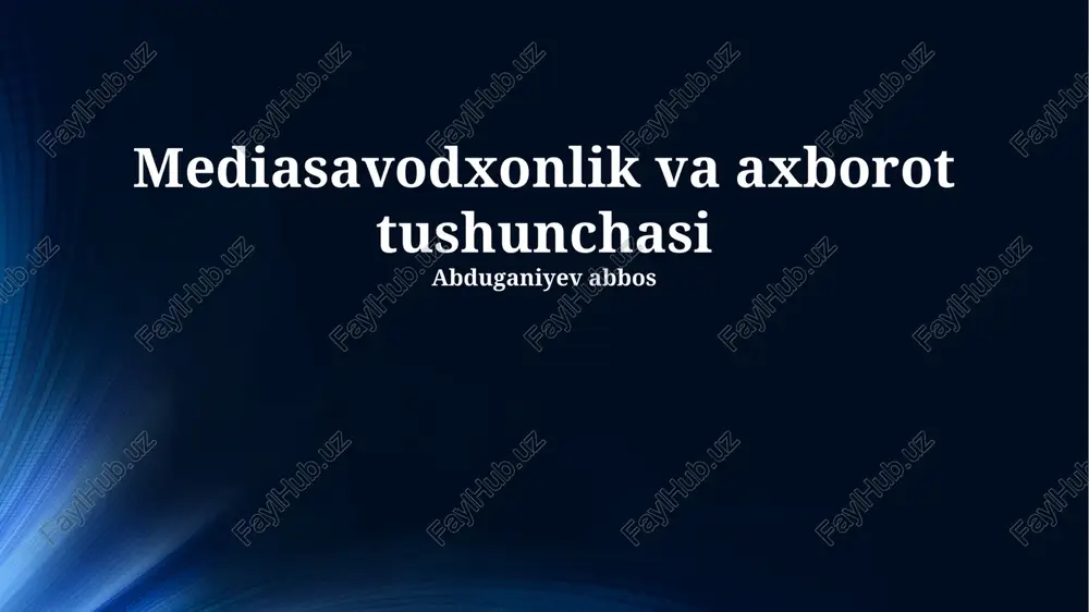 mediasavodxonlik va axborot tushunchasi — PPTX