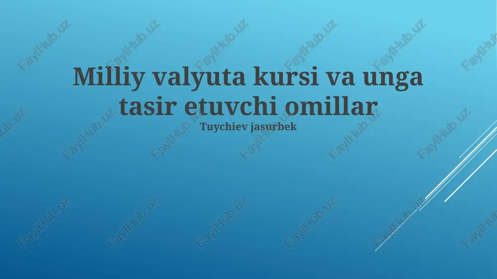 milliy valyuta kursi va unga tasir etuvchi omillar — PPTX