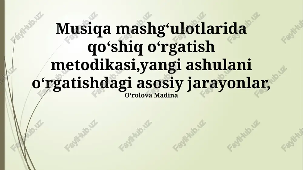 qo'shiq o'rgatish metodikasi — PPTX