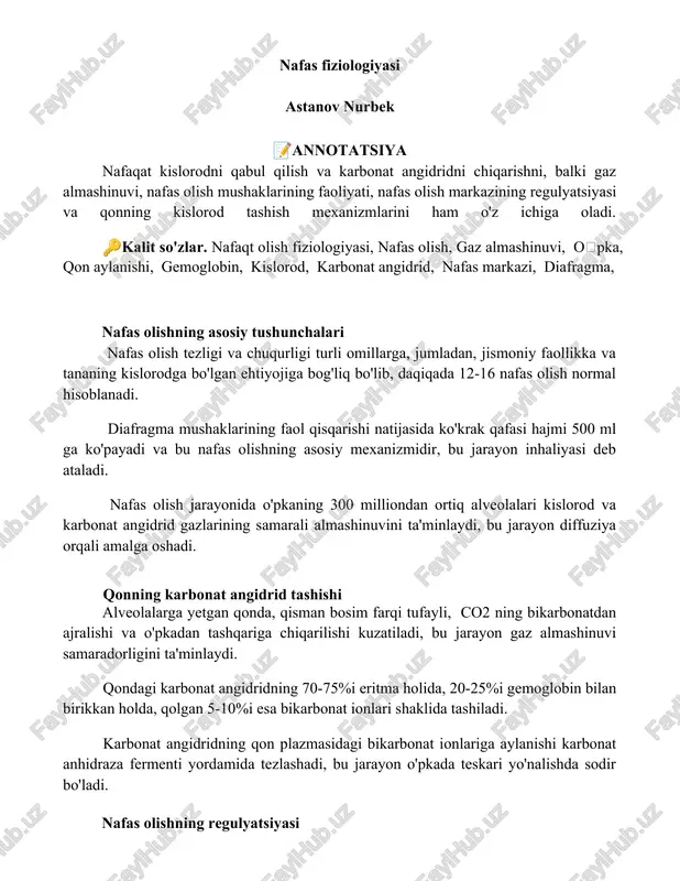 nafas fiziologiyasi — DOCX