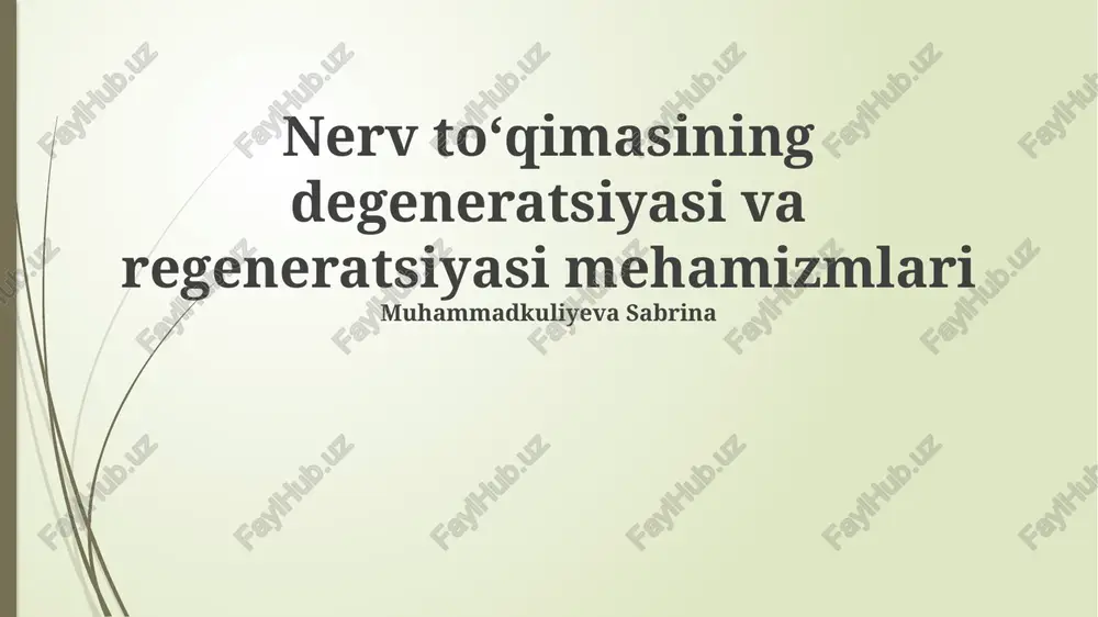 nerv toʻqimasining degeneratsiyasi va regeneratsiyasi mehamizmlari — PPTX