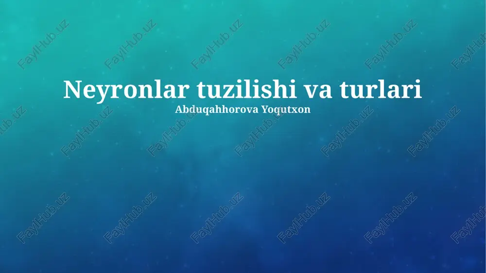 neyronlar tuzilishi va turlari — PPTX