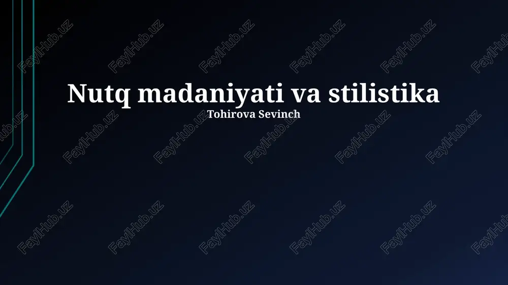 nutq madaniyati va stilistika — PPTX