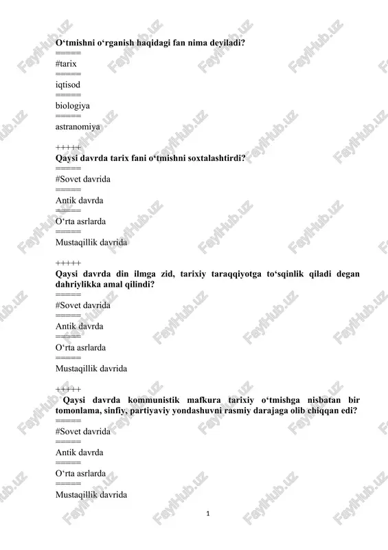 o‘tmishni o‘rganish haqidagi fan nima deyiladi? — DOCX