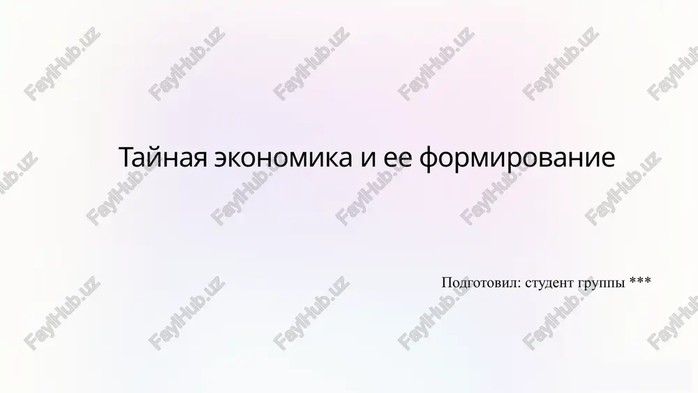 prezentatsiya: taynaya ekonomika i eyo formirovanie — PPTX