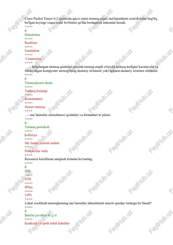 cisco packet tracer 6.2 dasturi — DOCX