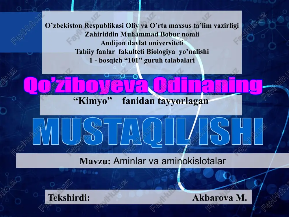 aminlar va aminokislotalar — PPTX