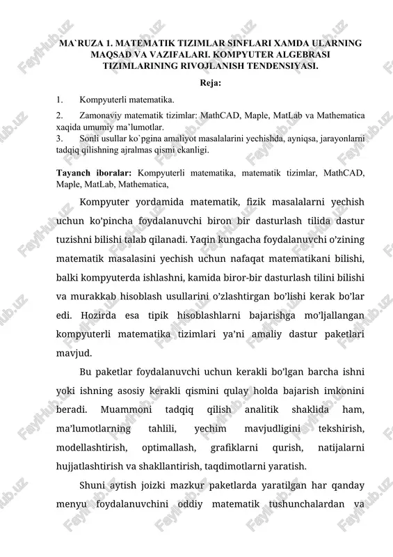 kompyuterli matematika tizimlari — DOCX