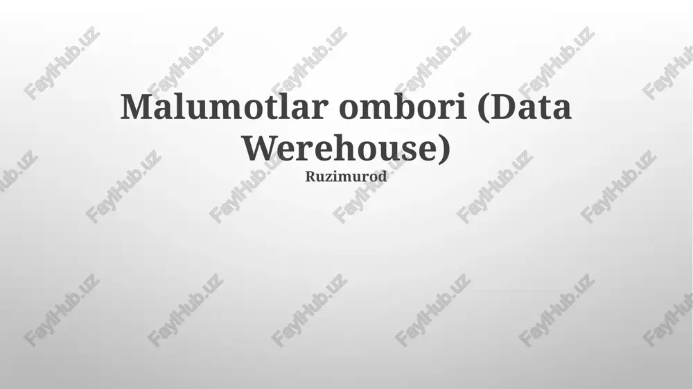 ma'lumotlar ombori (data warehouse) — PPTX