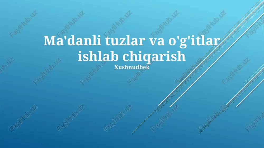 ma'danli tuzlar va o'g'itlar ishlab chiqarish — PPTX