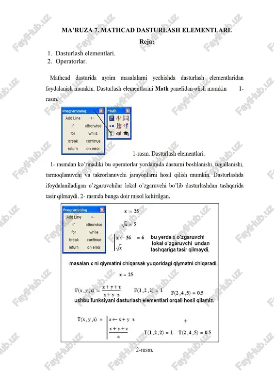 mathcad dasturlash elementlari — DOCX