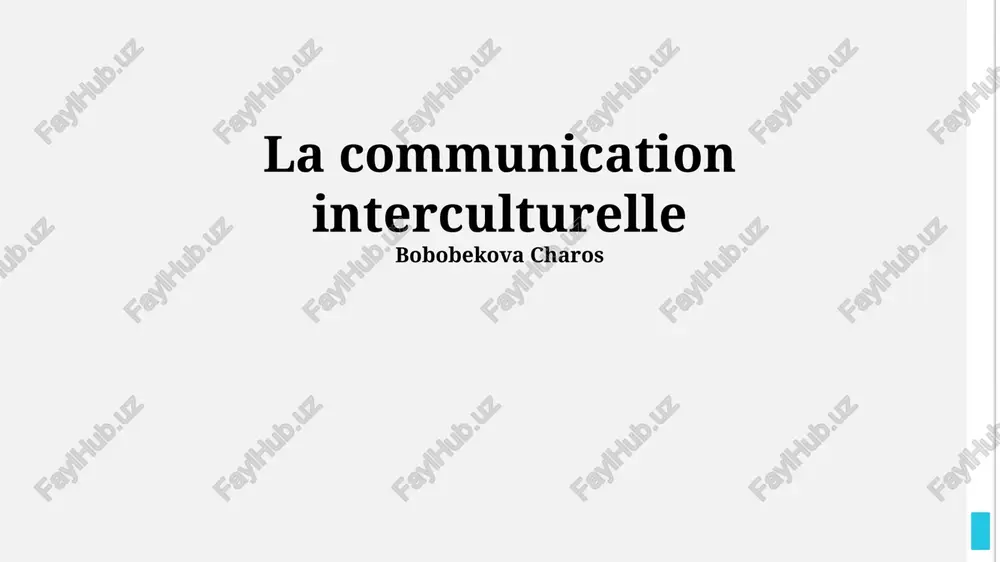 la communication interculturelle — PPTX