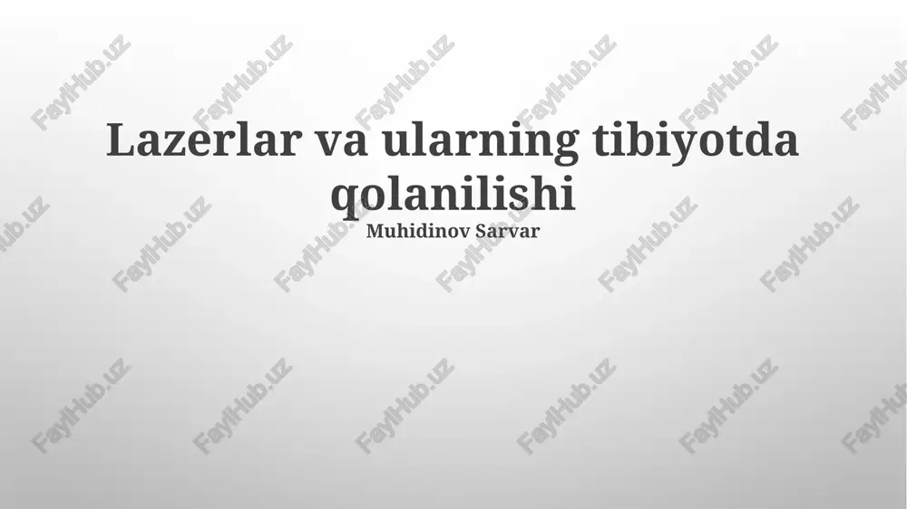tibbiyotda ishlatiladigan lazer turlari — PPTX